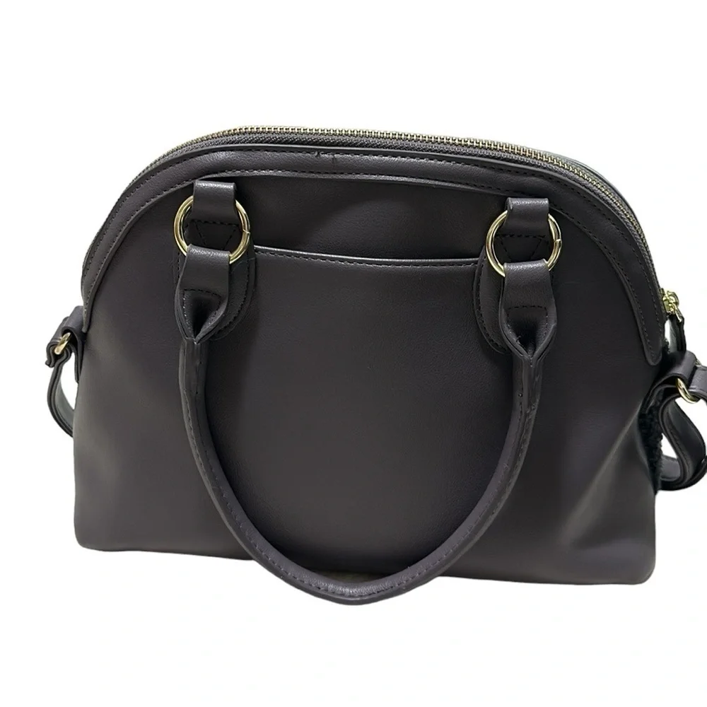 Juicy Couture Y2K Crossbody Gray Satchel Dome Sherpa Vegan Faux Leather Bag